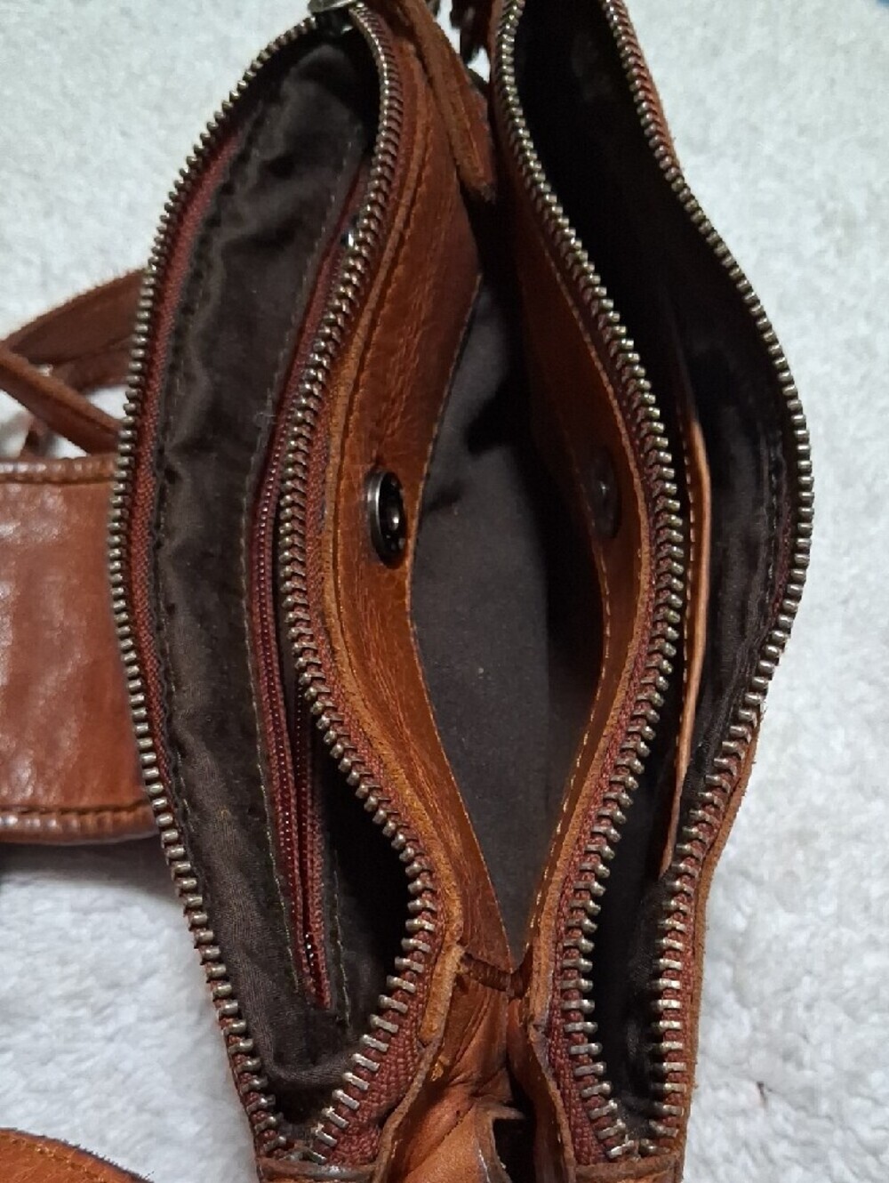 Woven Flap Crossbody Bag in Cognac Brown - Picture 5 of 8